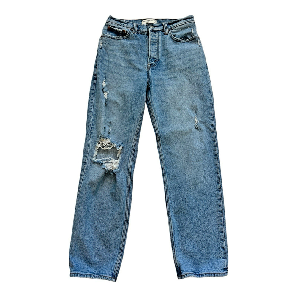 Abercrombie & Fitch The Dad High Rise Jeans Womens 28/6S Distressed Button Fly